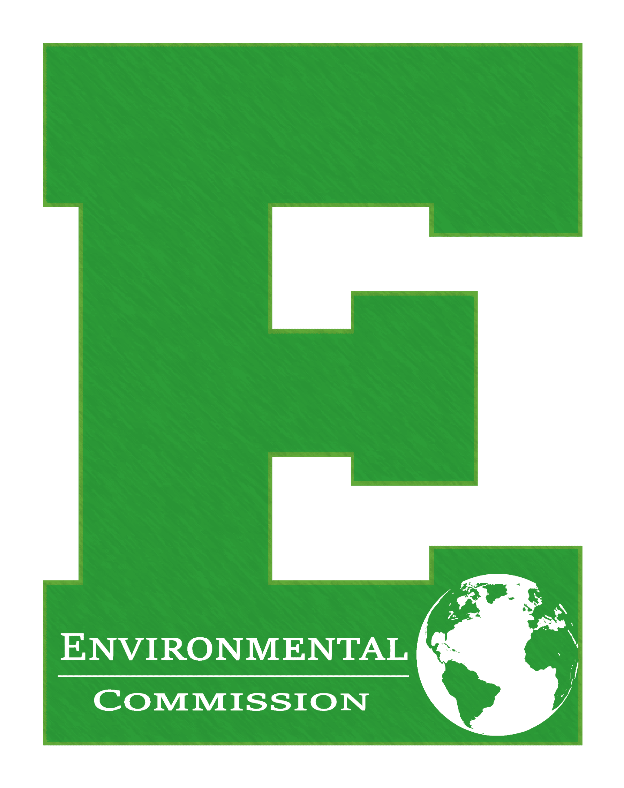 Green background graphic with a globe and text “ENVIRONMENTAL COMMISSION.”